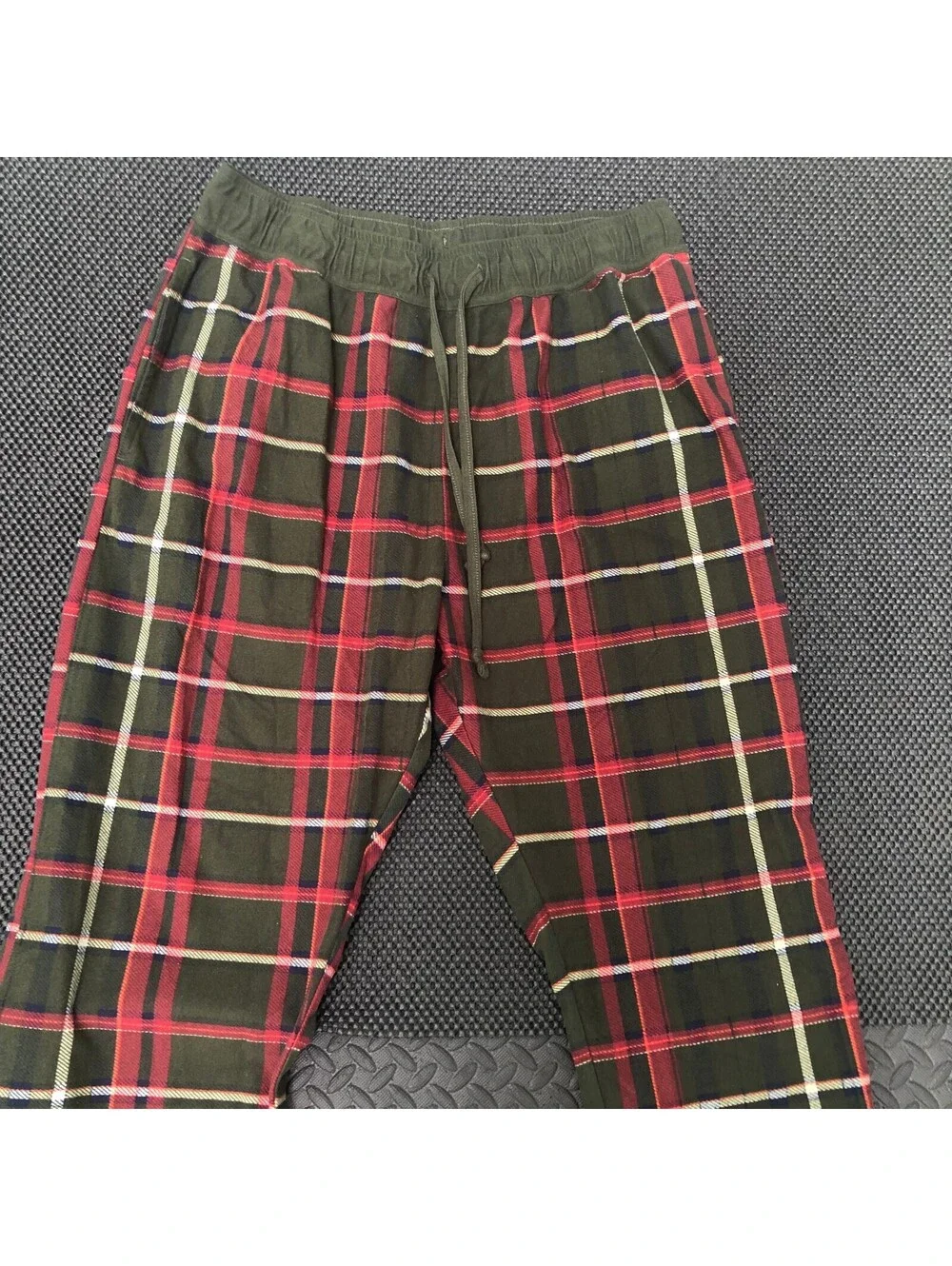 Men's Rainforest Plaid Lounge Pants with Drawstring Waist, Size M